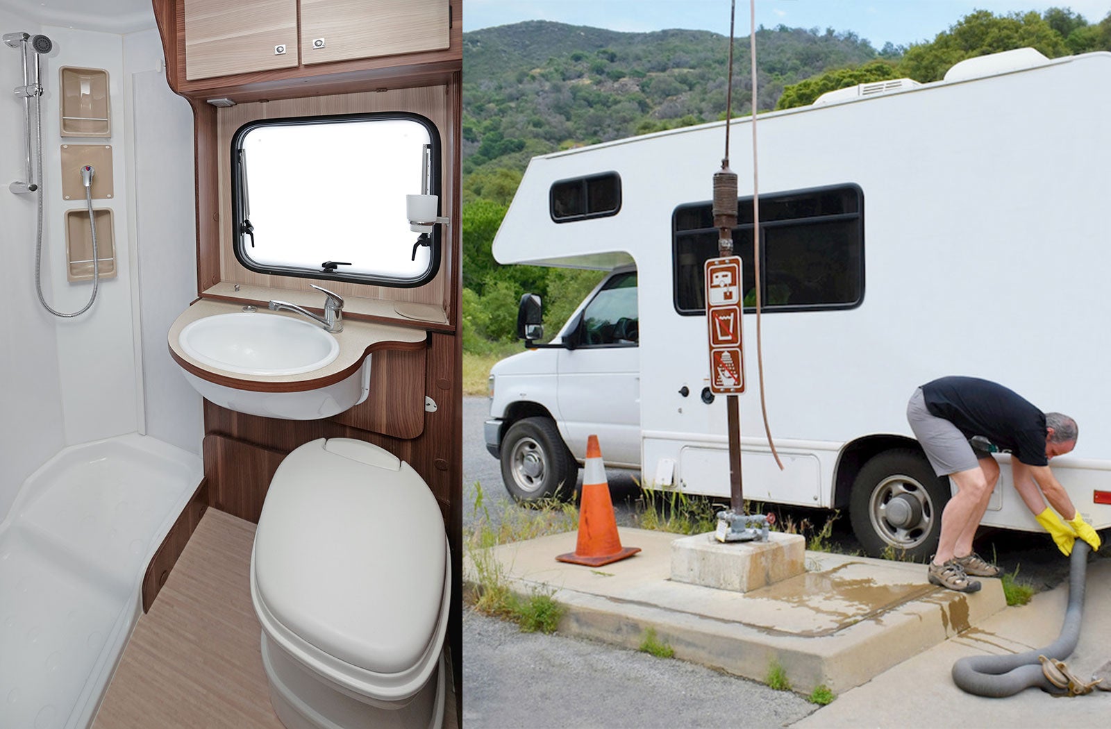 Portable RV/camper toilet and holding tank setup in Cortez, Colorado