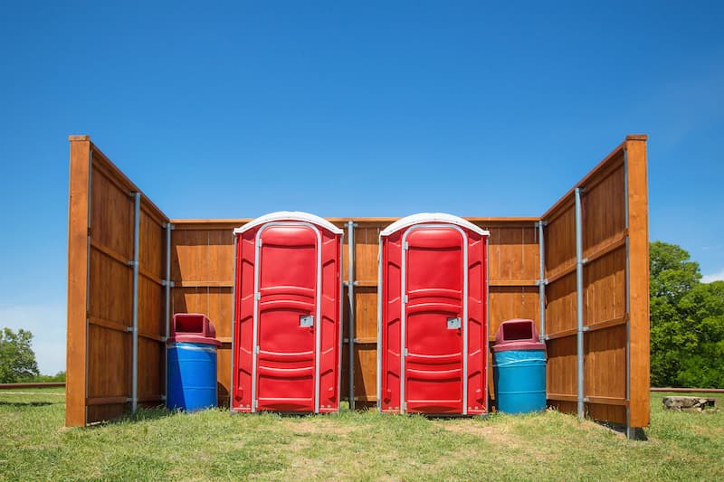Short-term porta potty units staged for delivery in Cortez, Colorado